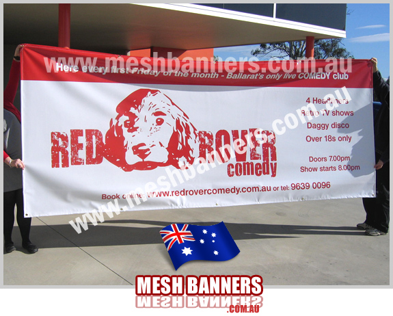 Red banner for comedy festival and promotion